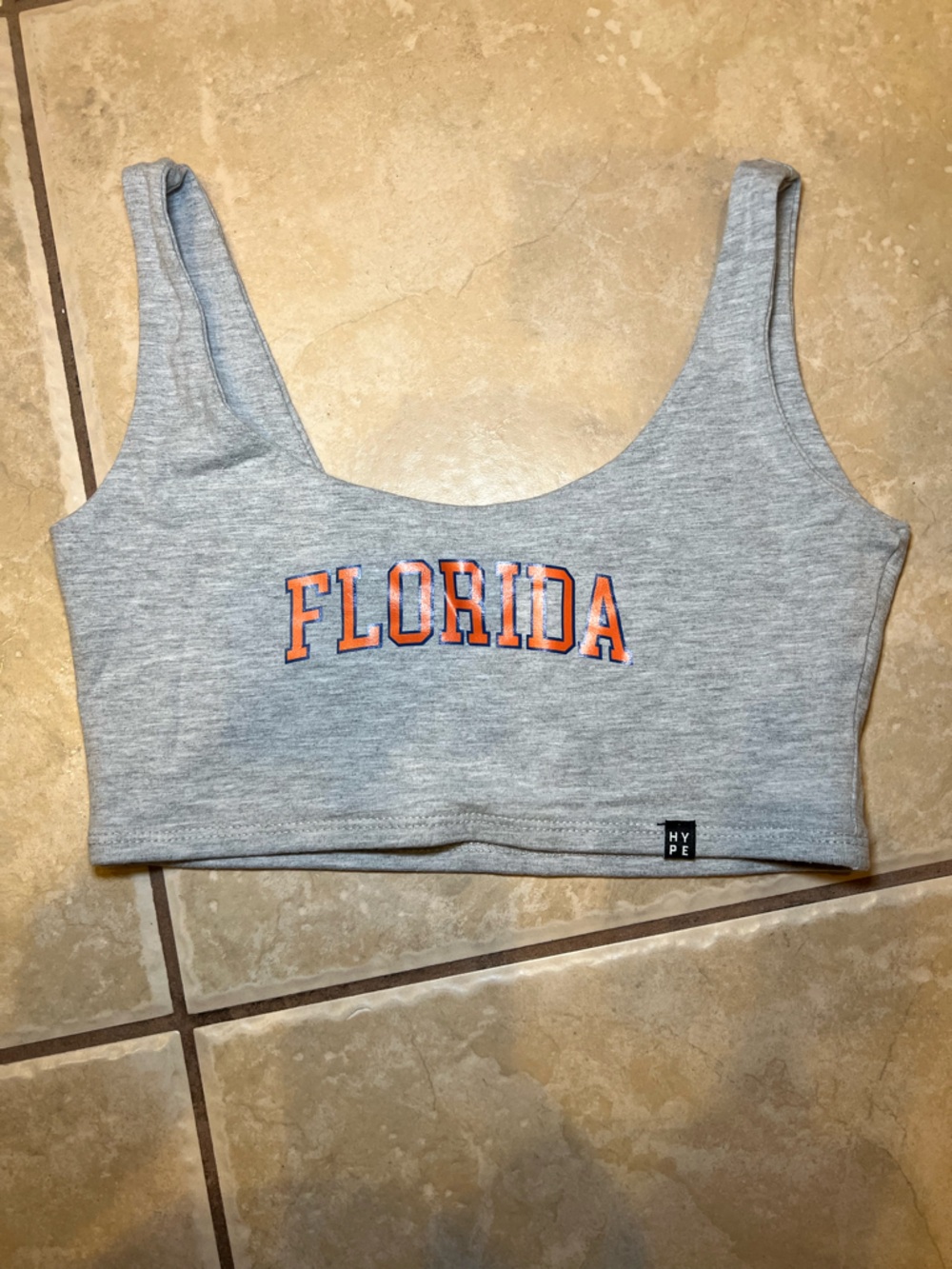Hype and Vice Gray Crop Tank with Orange Florida Logo